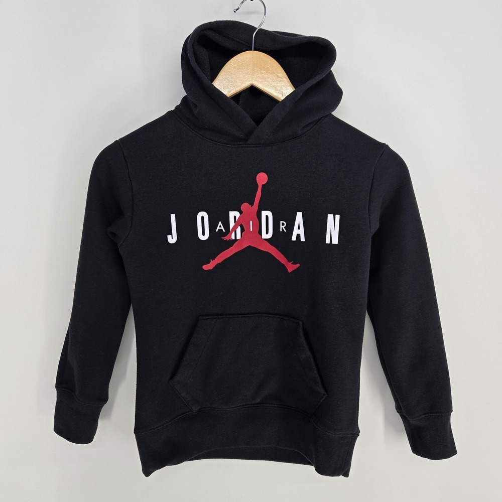 Jordan Hoodie Kids‎ Small 8-10 Black Jumpman Logo Pullover Fleece Sweatshirt